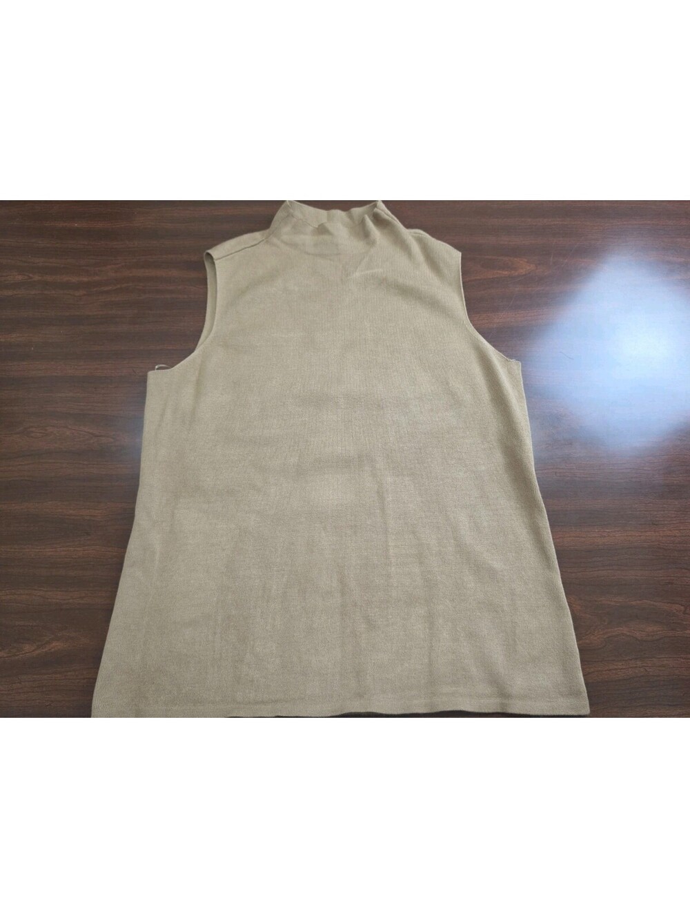 Nine West Size XL Tan Brown Mock Neck Sleeveless Knit Tank Top Sweater Old Money